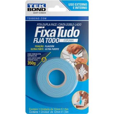 Imagem de Fita Dupla Face de Espuma Fixa Tudo 12mm x 1,5m - 350g - Tek Bond -