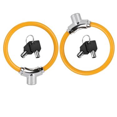 Imagem de MyyYiTar 2 cadeados de bicicleta de 11 mm - cadeado de anel de liga de zinco de 7 pinos com chaves, 112 g leve e corrente estendida para bicicleta/e-bike, seguro para paradas rápidas - laranja