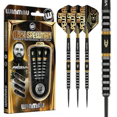 Imagem de Winmau Jogador profissional - Alex Spellman Series 24 g - 90% dardos de tungstênio - conjunto de dardos de ponta de metal com flechas de dardo e eixos de dardos (hastes)