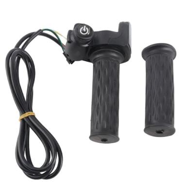 Imagem de Chiffonade 1 par de pegadores de acelerador de bicicleta elétrica com visor LED 48 V de borracha torcida para E-Bike e Scooter, guidão de 22,2 mm (preto)