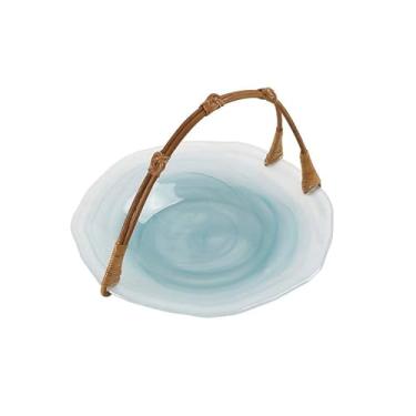 Imagem de RISEON Prato decorativo de murano, prato de doces de vidro murano, prato de lanche de bolo e doces, peça central de decoração de casa de vidro italiano