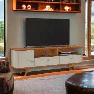 Imagem de Rack com Gavetas Atenas Off White e Naturalle Bechara