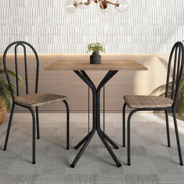 Imagem de Conjunto Sala de Jantar e Cozinha Juliete 4 Lugares com 2 Cadeiras Carvalho Thais Rustico/Chum