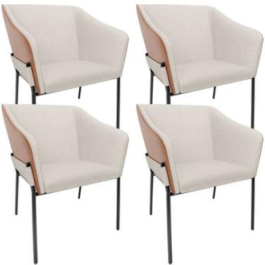 Imagem de Kit 4 Cadeiras Para Sala de Jantar Estar Living Olívia L02 Linho Cru m