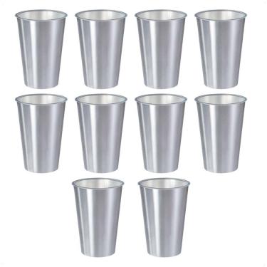Imagem de Kit 10 Copos 500 Ml Label Inox 14X8,5Cm Leve Multiuso