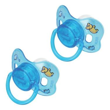 Imagem de Kit 2 Chupetas Decoradas Com Tampa Fase 2 Kuka, Azul-celeste