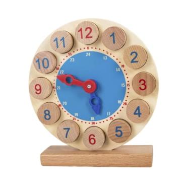 Imagem de YIJU Relógio de ensino, aprendizagem de tempo, números, relógio de madeira, brinquedo educacional para crianças, meninos e meninas, escola