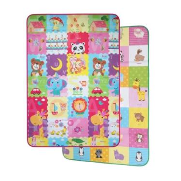 Imagem de Tapete Infantil Dupla Face Dobrável Impermeável Antiderrapante com Estampas Coloridas de Animais, Letras e Números – Conforto, Segurança e Diversão para Crianças - Sortido (Menina)