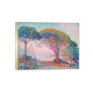 Imagem de BMZFYBS Impressão em tela famosa pintura-paisagem arte de parede quadro-baia-moldura prata pôster para decoração de casa 20x25cm8x10in