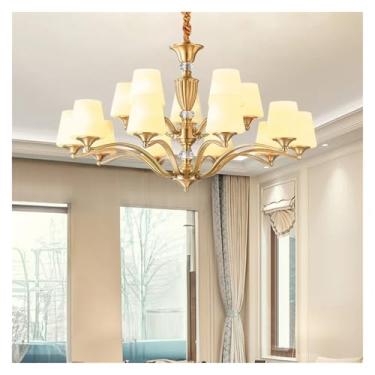 Imagem de Lustre de cobre para sala de estar, quarto, estudo, sala de jantar, cozinha, clássico, retrô, luxo, estilo, dourado, design, luminária, pendente