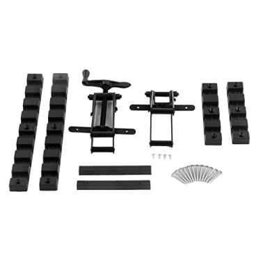 Imagem de Braçadeira de liberação de pressão de 4 vias Painel de madeira ajustável Suporte de fixação de posicionamento de canto com parafusos para projetos de marcenaria Metal preto ABS