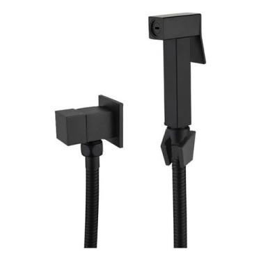 Imagem de Ducha Higiênica Quadrada Metal Inox Chuveirinho Intima Banheiro Luxo (PRETO)