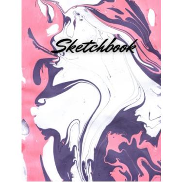 Imagem de Multi-colored Pink, Purple and White Marbled SketchBook: Large Notebook for Drawing, Sketching, Scribbling, or Doodling, : 120 Pages, 8.5" x 11". ... Blank Paper Drawing and Writing Journal