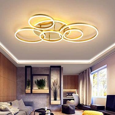 Imagem de Luminária de teto moderna LED Ring Ceiling Lamp Luminária regulável para sala de estar com controle remoto Abajur de acrílico Design de alumínio Quarto Sala de jantar Cozinha Escritório Lust