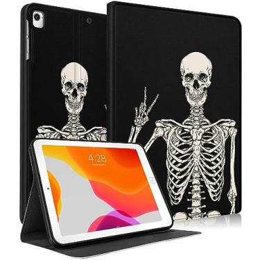 Imagem de Uppuppy Capa para iPad 5ª/6ª geração, para Apple iPad Air de 1ª/2ª geração, para iPad Pro 9,7 polegadas, capa fofa para crianças, meninos, mulheres, adolescentes, meninas, fólio, divertido, design de esqueleto para iPad 5/6, Air 1/2, Pro 9,7