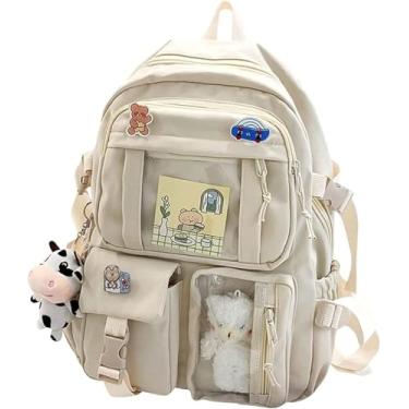 Imagem de Linda Mochila Pastel, Mochila Kawaii Para Meninas Adolescentes Mochilas Estéticas Para Estudantes Com Pin Kawaii E Acessórios Fofos, Blue-c-1