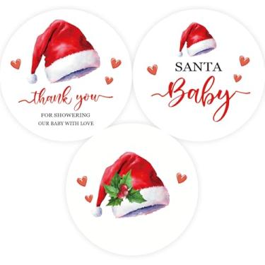 Imagem de 60 adesivos de Natal para chá de bebê, adesivos de Papai Noel, etiquetas de agradecimento de férias de inverno para Natal, primeiro aniversário/lembrancinhas de festa de bebê de boas-vindas