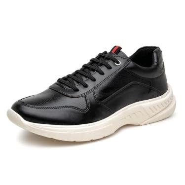Imagem de Tenis Sneaker Sola Robusta Masculino Moderno Almofadado com Espuma Absorção de Impacto Caminhada Tamanho:42;Cor:Preto+Branco;Gênero:Masculino;Departamento BS:Esporte