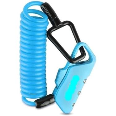 Imagem de Cadeado de corrente de cadeado de bicicleta, combinação de código de capacete de ciclismo antifurto com senha mini (azul)