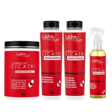 Imagem de Kit Cauterização Cicatri Light Hair: Shampoo 500ml + Máscara 1kg + Reconstrutor + Queratina Líquida 240ml