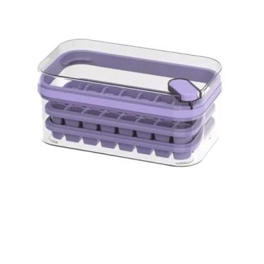 Imagem de Forma De Gelo Silicone, Com Tampa E Fundo RíGidos E FlexíVeis, 14 Cubos RetâNgulos(LILÁS,2 FORMAS)