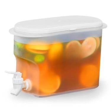 Imagem de 3.5L Suqueira Plastica com tampa para Geladeira Com torneira capacidade 3,5litros para agua saborizada