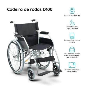 Imagem de Cadeira de Rodas Dobravel Dellamed em Aço Carbono até 120KG D100