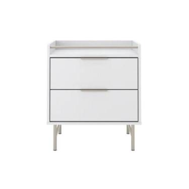 Imagem de Mesa de Cabeceira com 2 Gavetas Yves 53 cm - PROVINCIA, Branco Fosco