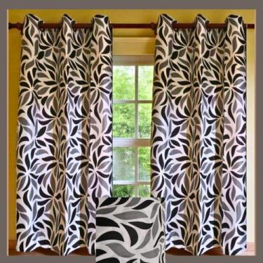 Imagem de Cortina quarto sala rustica 1,35 folhagem - HOMESUSI, geometrica