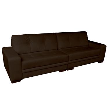 Imagem de Sofá 4 Lugares Bipartido Sala de Estar Milano 280cm Couro Marrom - Gran Belo
