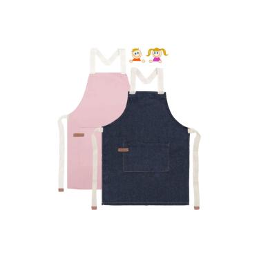 Imagem de Avental Infantil Rosa e Jeans Crianças Algodao Kids 2un