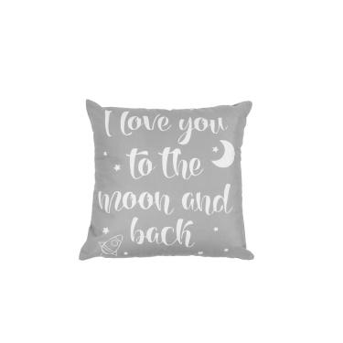 Imagem de Almofada Cinza Branca Moon Macia Fibra Siliconada 44cm