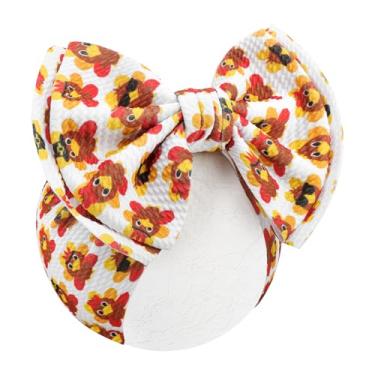 Imagem de YanJie Faixas de cabelo de 18 cm de Ação de Graças para meninas Turquia para recém-nascidos, acessórios de outono para bebês, meninas, Ação de Graças, laço de cabelo infantil