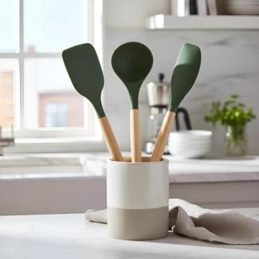 Imagem de Kit Cozinha 2 Espátulas 1 Concha De Silicone Cabo De Madeira BelaKasa