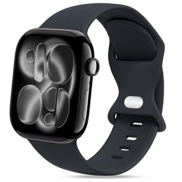 Imagem de STG Sport Pulseira de relógio compatível com Apple Watch de 38 mm, 40 mm, 41 mm, 42 mm, 44 mm, 45 mm, 49 mm, P/M e M/G para mulheres/homens, à prova d'água, silicone macio, acessórios para iWatch Ultra SE Series 8/7/6/5/4/3/2/1 (42 mm/44 mm/45 mm/49 mm S/M, meia-noite)