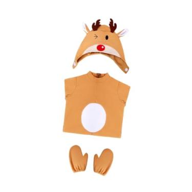 Imagem de UGPLM Fantasia de rena infantil, vestido engraçado e chique, roupa de rena fofa para festa, S
