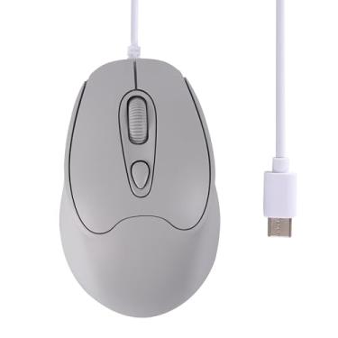 Imagem de Mouse com fio, interface USB-C, silencioso, leve, portátil, confortável, ergonômico, viagem, pequeno, mouse óptico, plug and play, ambidestro para laptop, tablet, PC, MacBook, smartphone, menino