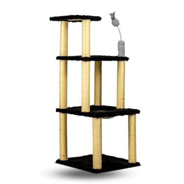 Imagem de Arranhador Torre pata Gatos 4 andares Com Cama de Cestinha e Brinquedo (Lunnar Black)