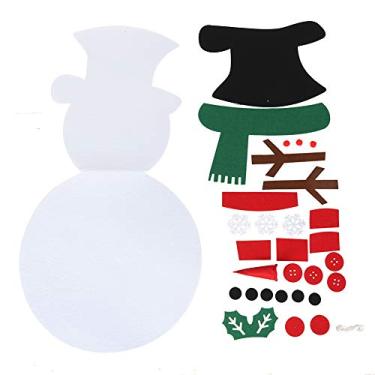 Imagem de Boneco de neve de feltro faça você mesmo, enfeite de Natal, jogos infantis, presentes para decorações de Natal, azul, vermelho, verde, cachecol adequado para festas infantis (lenço vermelho e verde