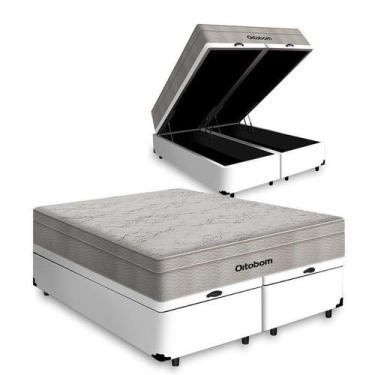 Imagem de Cama Box Baú Airtech Queen + Colchão de Molas Ensacadas - Ortobom - Sp