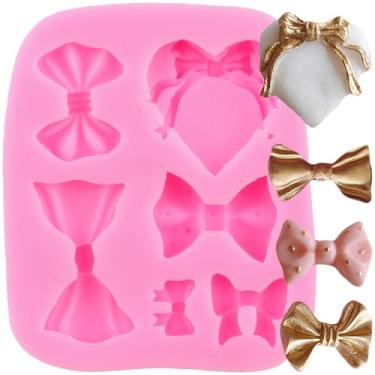 Imagem de Bow Molde de silicone para fondant arco fondant molde de açúcar para decoração de bolos topo de cupcake chocolate doce pasta de goma de polímero conjunto de 1
