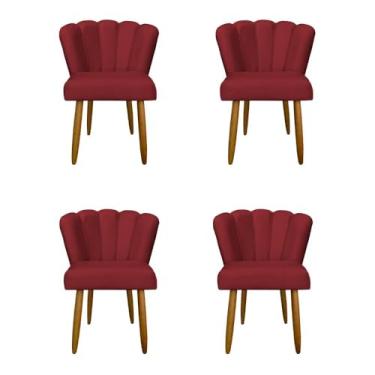 Imagem de Kit 4 Cadeiras Flor para Quarto Penteadeira - Balaqui Decor Cor:vermelho