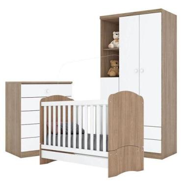 Imagem de Quarto De Bebê Bala De Menta Rústico Branco - Henn - MÓVEIS HENN