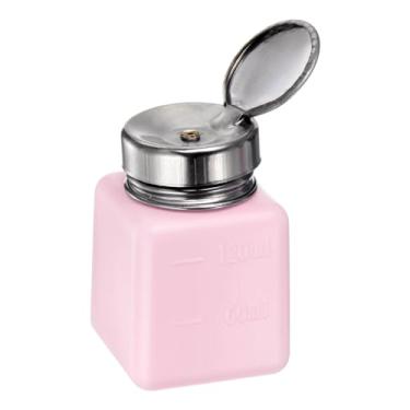 Imagem de Dispensador de álcool solvente 120 ml (113.4 g) Bomba dispensadora de líquido push down com tampa de aço inoxidável de vedação para removedor de esmalte de limpeza de acetona, rosa
