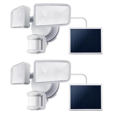 Imagem de Home Zone Holofote com sensor de movimento de cabeça dupla LED solar 1.500 lúmens com função vinculável – Pacote com 2