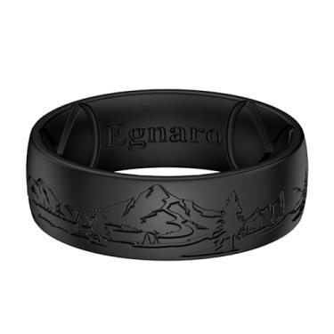 Imagem de Egnaro Anéis de casamento masculinos de silicone, pulseiras de noivado de borracha com gravação de 8,5 mm de largura, 2,5 mm de espessura, pacote múltiplo para treino, viagem, academia