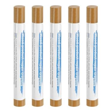 Imagem de HARFINGTON 5 peças de bastões de enchimento de madeira, cera de madeira, retoque de móveis, gizes de cera de reparo para madeira, branco sueco