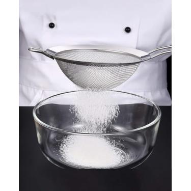 Imagem de Conjunto de peneiras de farinha de aço inoxidável de 3,30 polegadas, 10 cm, 10 cm, 12 cm com malha fina para assar e cozinhar conjunto de coador de cozinha LCC1392-01