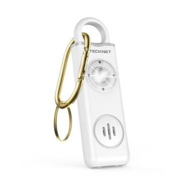 Imagem de TECKNET Alarme De Segurança Pessoal Recarregável Para Mulheres, Chaveiro Autodefesa 130 Db Com Luz Estroboscópica Sos, Aviso Bateria Fraca, Sirene Alta Meninas, Crianças E Idosos - Branco