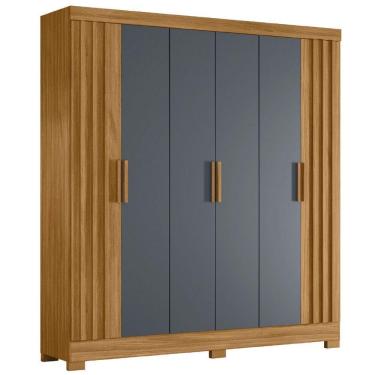 Imagem de Guarda Roupas Casal Ripado 6 Portas 2 Gavetas Freijó/cinza Valença Moval